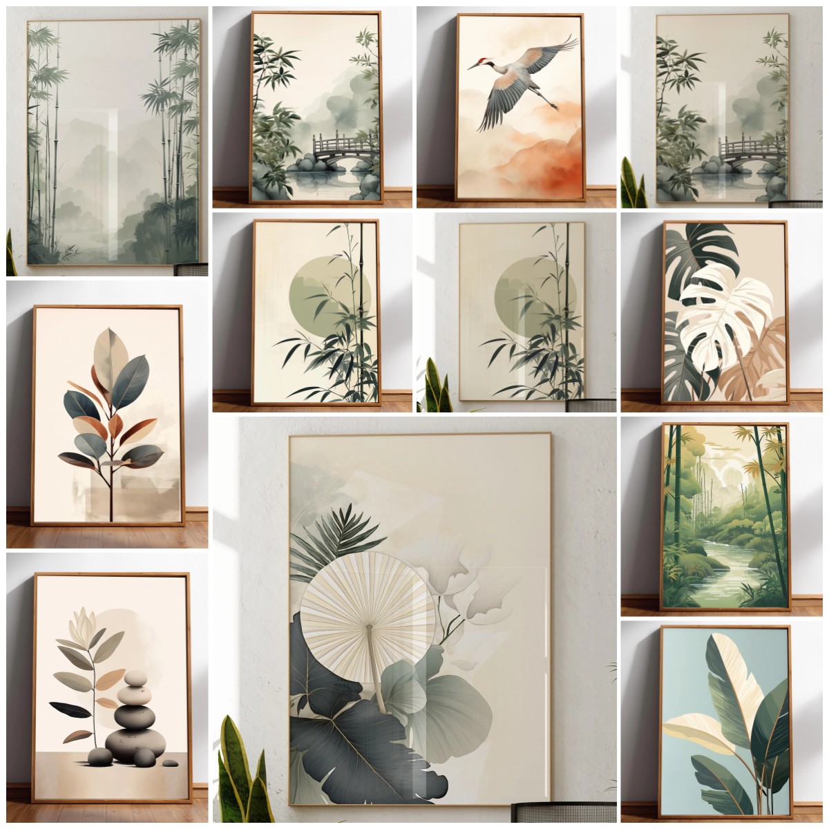 Japanese Zen Lifestyle - Japandi Wall Art Minimal Botanico Minimal