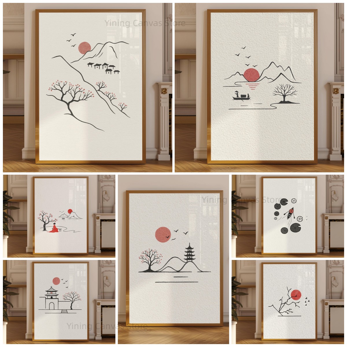 Japanese Zen Lifestyle - Poster Minimalista Giapponese a Inchiostro, Arte