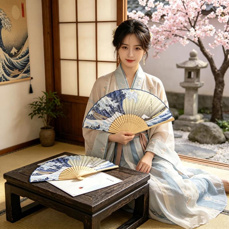 Fan Sensu Folding - Ventaglio Pieghevole in Bambù Stile Ukiyo-e