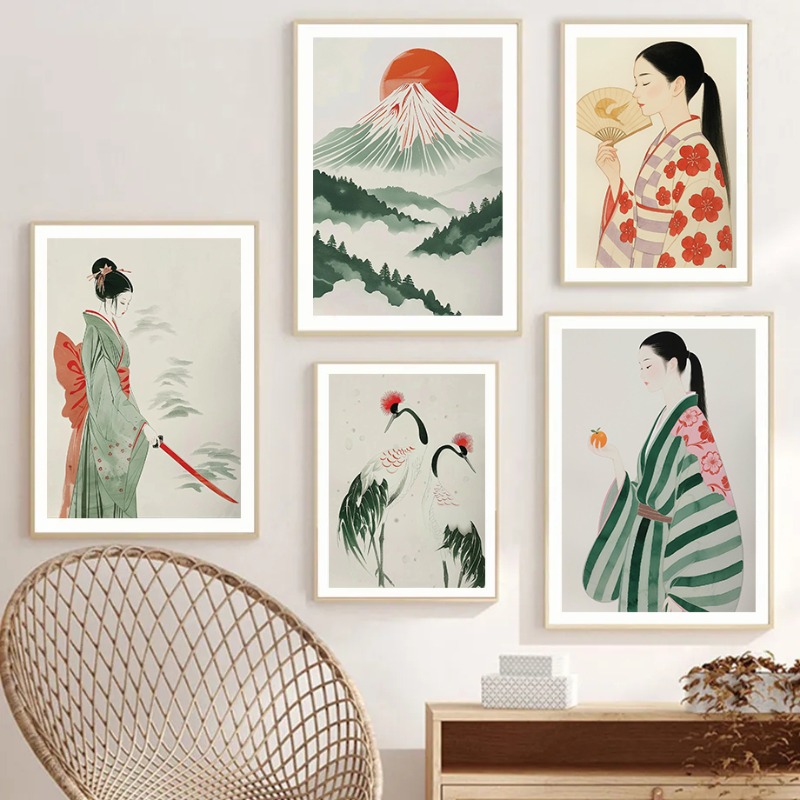 Japanese Zen Lifestyle - Monte Fuji & Crane Stampa da