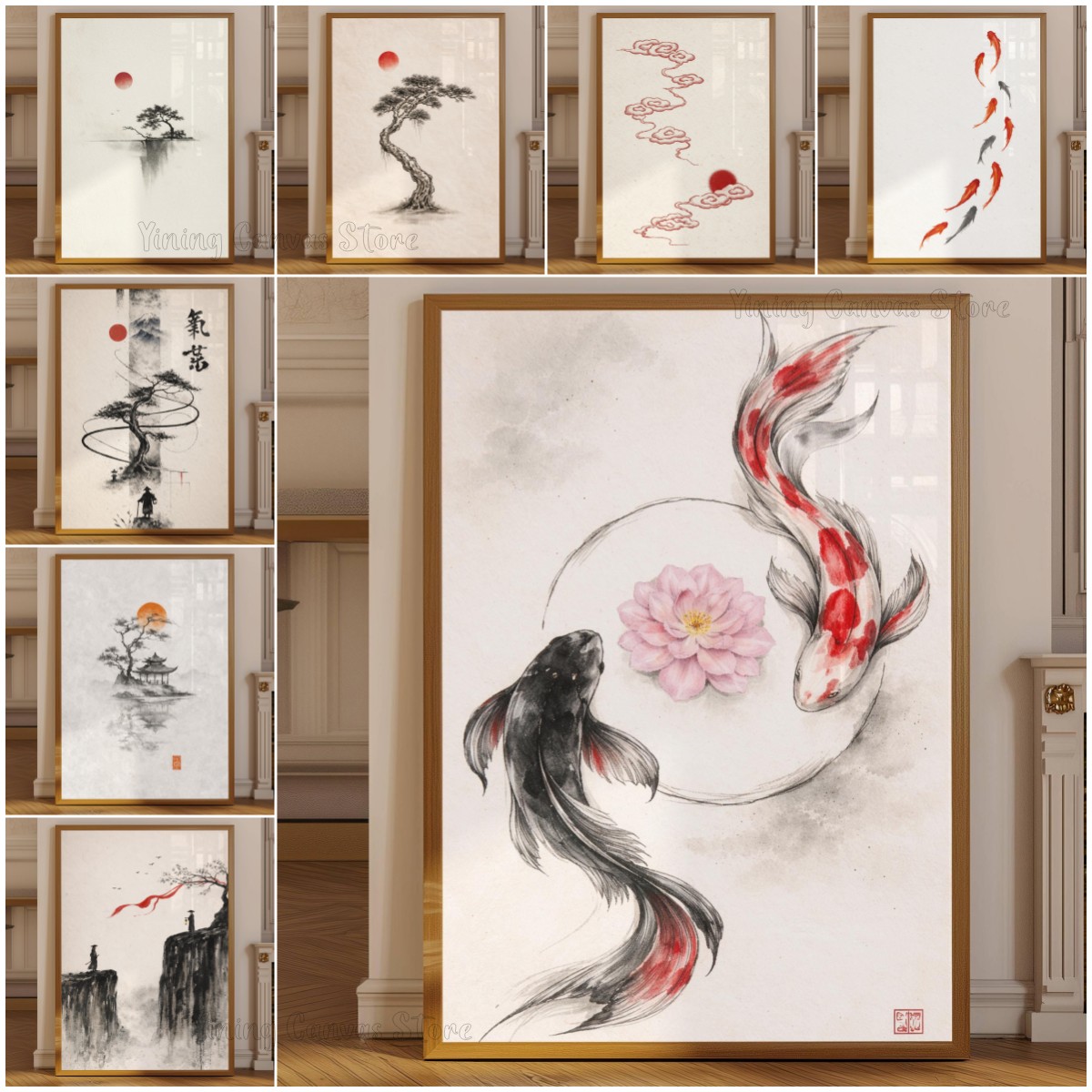 Japanese Zen Lifestyle - Poster Paesaggistico Giapponese a Inchiostro, Arte